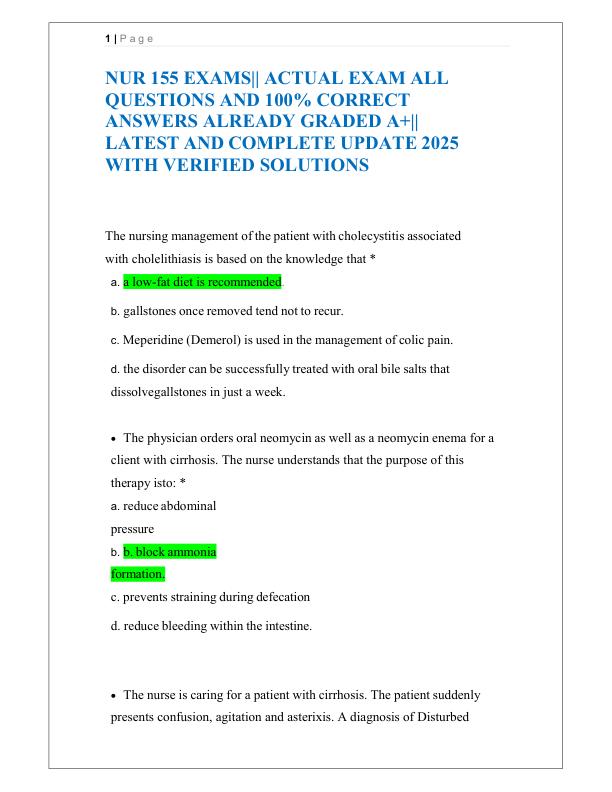 mobile-preview-NUR 155 EXAMS ACTUAL EXAM ALL QUESTIONS AND 100% CORRECT ANSWERS ALREADY GRADED A+ LATEST AND COMPLETE UPDATE 2025 WITH VERIFIED SOLUTIONS