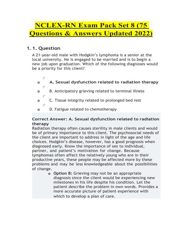 mobile-preview-NCLEX-RN Exam Pack Set 8 (75 Questions & Answers Updated 2022) LATEST COMPLETE QUESTIONS AND VERIFIED ANSWERS (GRADED A+)