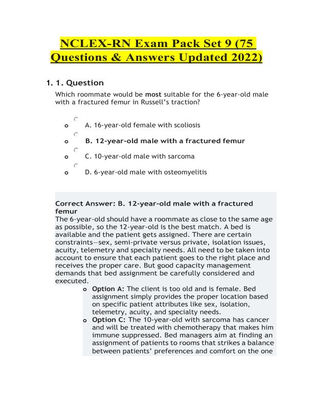 mobile-preview-NCLEX-RN Exam Pack Set 9 (75 Questions & Answers Updated 2022) LATEST COMPLETE QUESTIONS AND VERIFIED ANSWERS