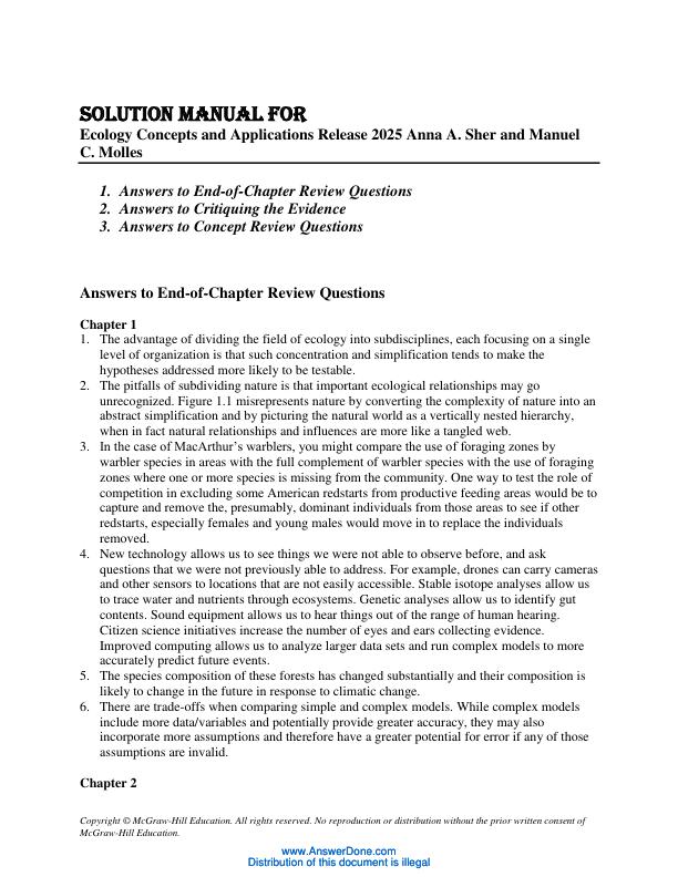 mobile-preview-Solution Manual for Ecology Concepts and Applications Release 2025 Anna A. Sher and Manuel C. Molles