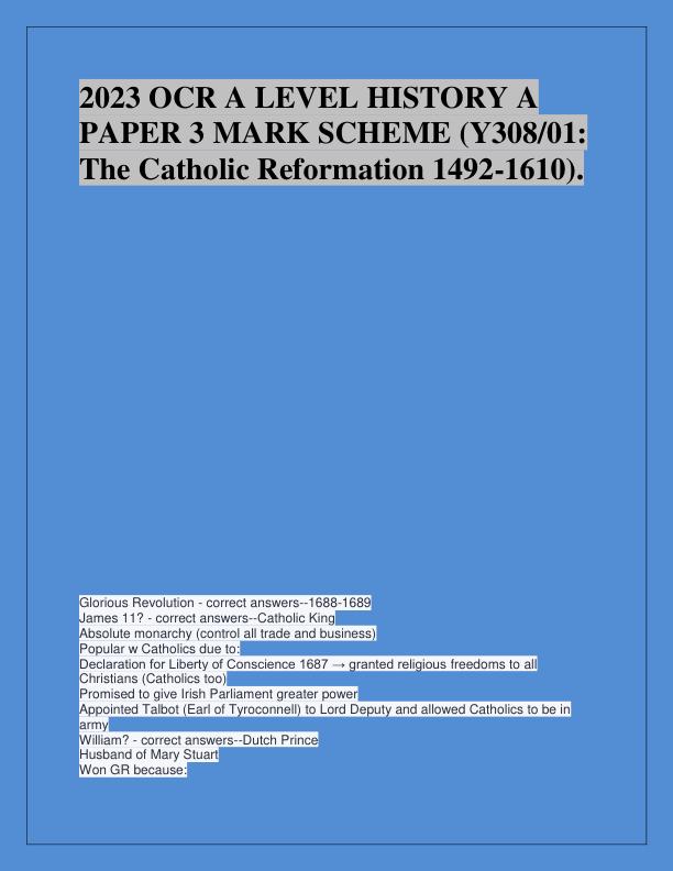 mobile-preview-2023 OCR A LEVEL HISTORY A PAPER 3 MARK SCHEME
