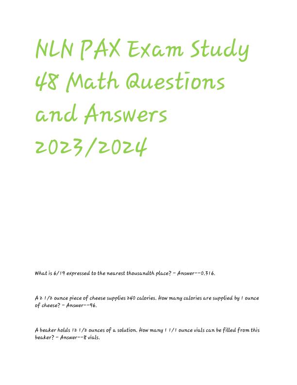NLN PAX Exam St-WPS Office