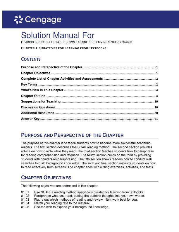 Solution Manual For Reading for Results 14th Edition by Laraine E. Flemming Chapter 1-12