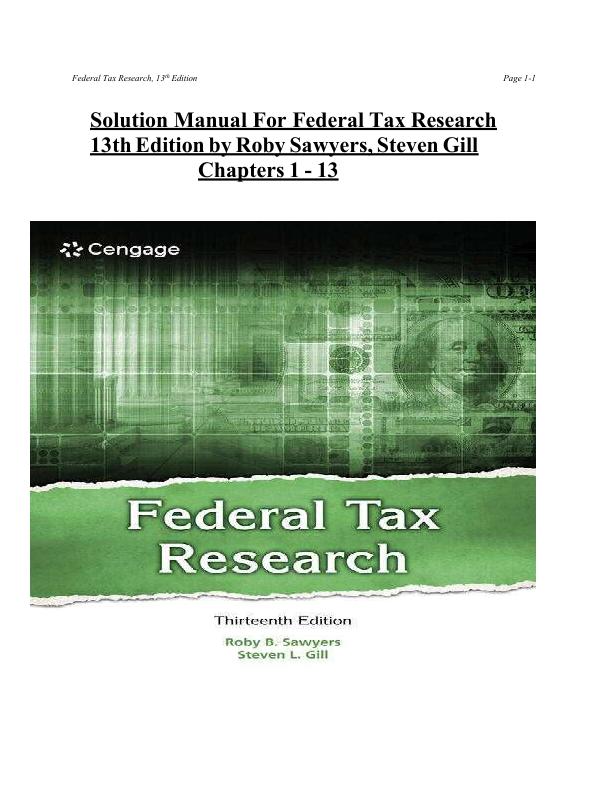 mobile-preview-Solution Manual For Federal Tax Research 13th Edition by Roby Sawyers, Steven Gill Chapters 1 - 13