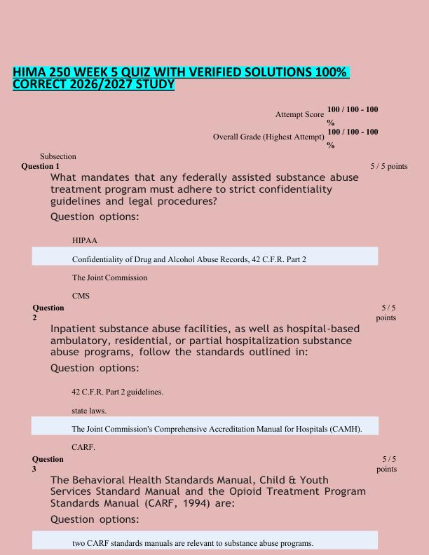 mobile-preview-HIMA 250 WEEK 5 QUIZ WITH VERIFIED SOLUTIONS 100%  CORRECT 2026/2027 STUDY