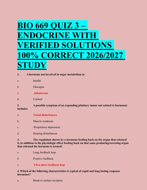 mobile-preview-BIO 669 QUIZ 3 –  ENDOCRINE WITH  VERIFIED SOLUTIONS  100% CORRECT 2026/2027  STUDY