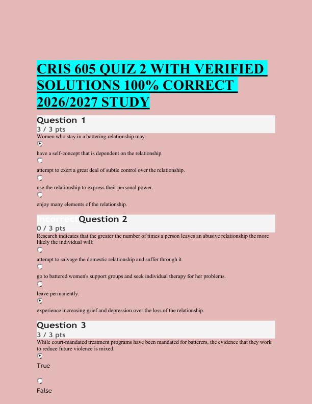 mobile-preview-CRIS 605 QUIZ 2 WITH VERIFIED  SOLUTIONS 100% CORRECT  2026/2027 STUDY 