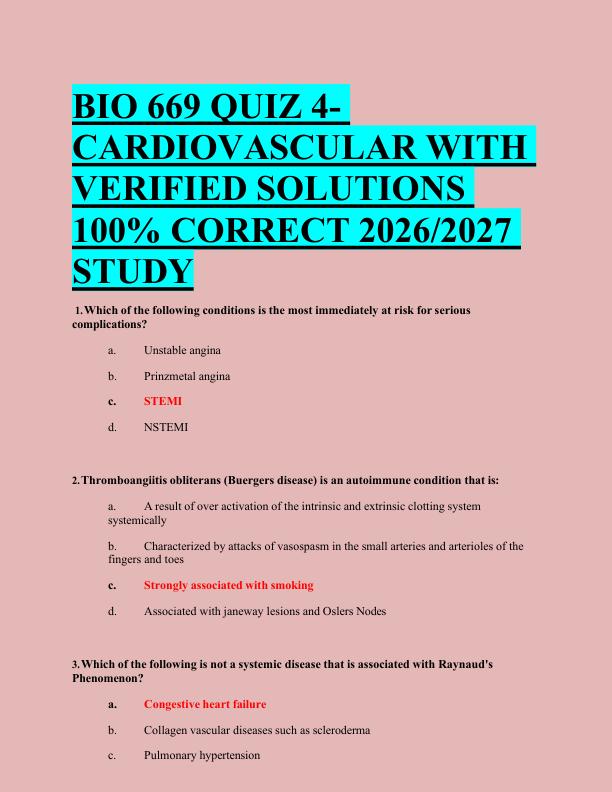 mobile-preview-BIO 669 QUIZ 4-  CARDIOVASCULAR WITH  VERIFIED SOLUTIONS  100% CORRECT 2026/2027  STUDY 