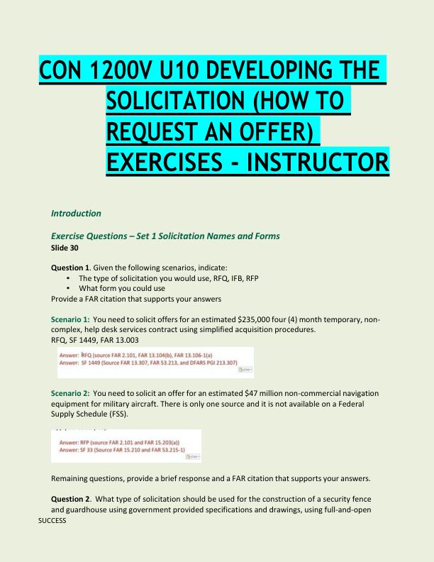 mobile-preview-CON 1200V U10 DEVELOPING THE  SOLICITATION (HOW TO  REQUEST AN OFFER)  EXERCISES - INSTRUCTOR