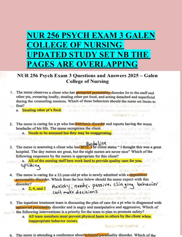 mobile-preview-NUR 256 PSYCH EXAM 3 GALEN  COLLEGE OF NURSING  UPDATED STUDY SET NB THE   PAGES ARE OVERLAPPING