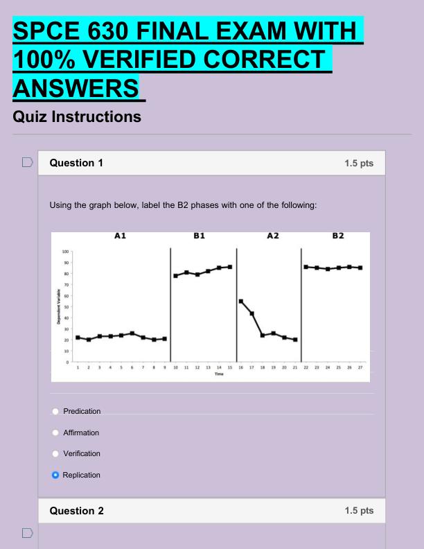 SPCE 630 FINAL EXAM WITH  100% VERIFIED CORRECT  ANSWERS