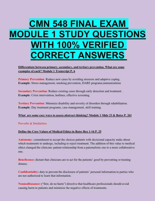 mobile-preview-CMN 548 FINAL EXAM  MODULE 1 STUDY QUESTIONS  WITH 100% VERIFIED  CORRECT ANSWERS