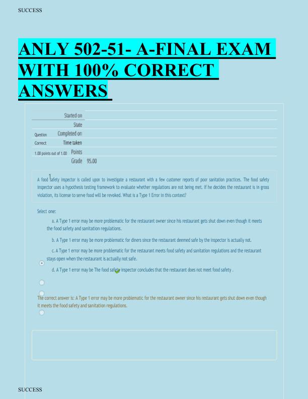 mobile-preview-ANLY 502-51- A-FINAL EXAM  WITH 100% CORRECT  ANSWERS
