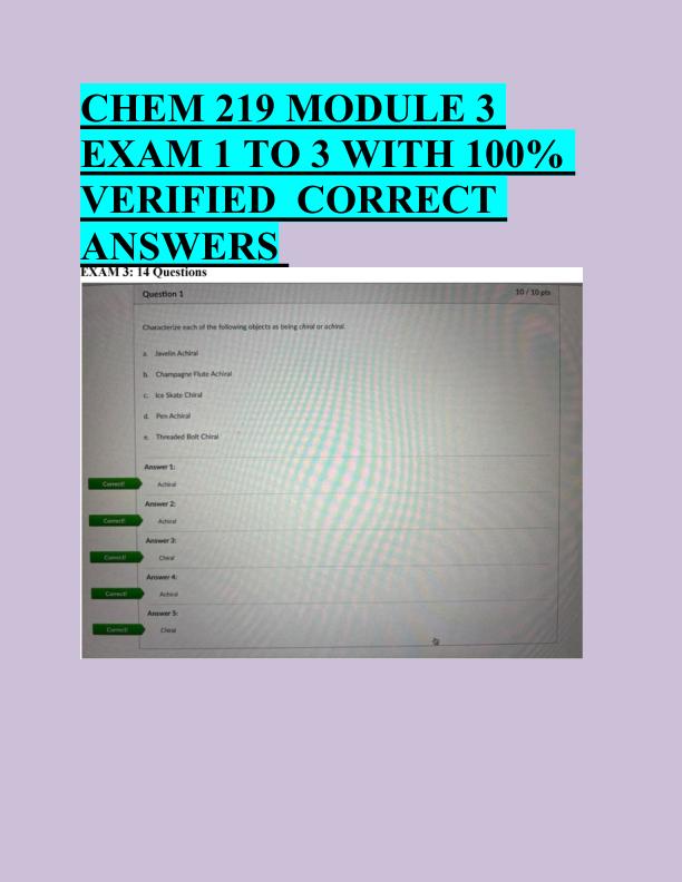 mobile-preview-CHEM 219 MODULE 3  EXAM 1 TO 3 WITH 100%  VERIFIED  CORRECT  ANSWERS