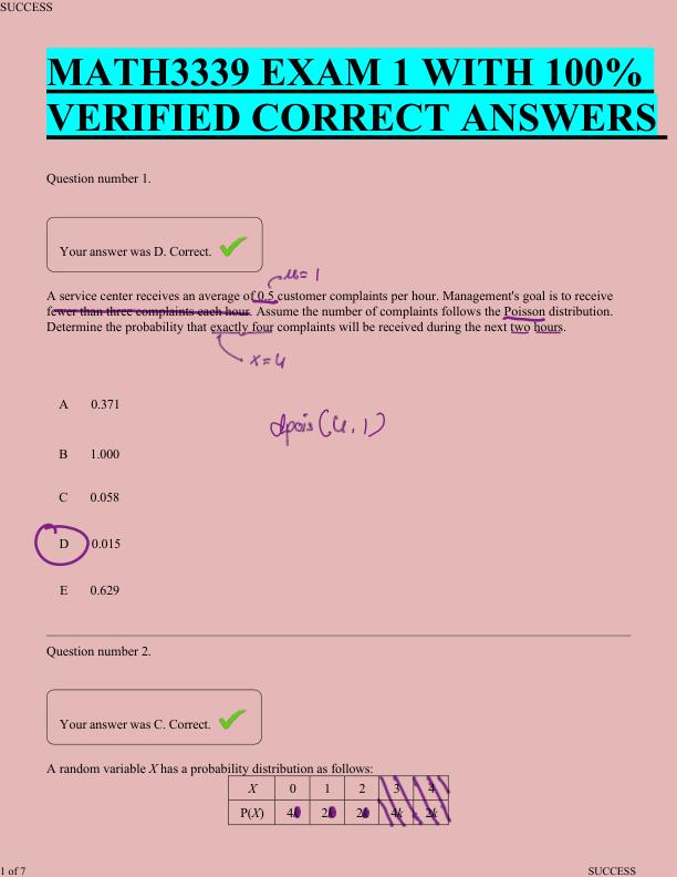 mobile-preview-  MATH3339 EXAM 1 WITH 100%  VERIFIED CORRECT ANSWERS 
