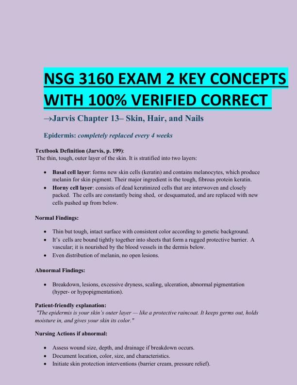 mobile-preview-NSG 3160 EXAM 2 KEY CONCEPTS  WITH 100% VERIFIED CORRECT