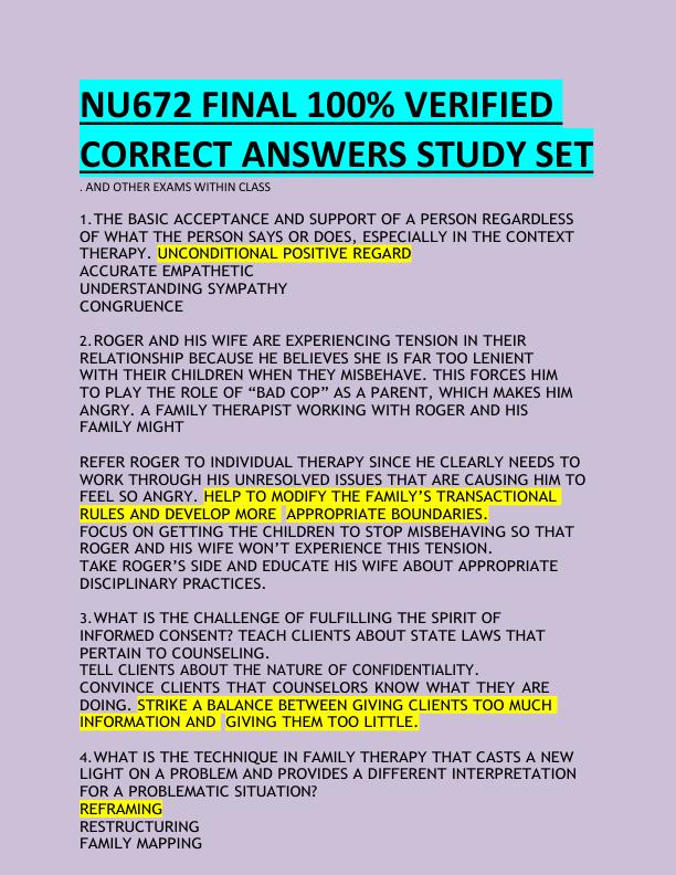 mobile-preview-NU672 FINAL 100% VERIFIED  CORRECT ANSWERS STUDY SET