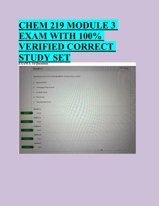 mobile-preview-CHEM 219 MODULE 3  EXAM WITH 100%  VERIFIED CORRECT  STUDY SET