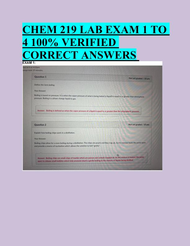 mobile-preview-CHEM 219 LAB EXAM 1 TO  4 100% VERIFIED  CORRECT ANSWERS