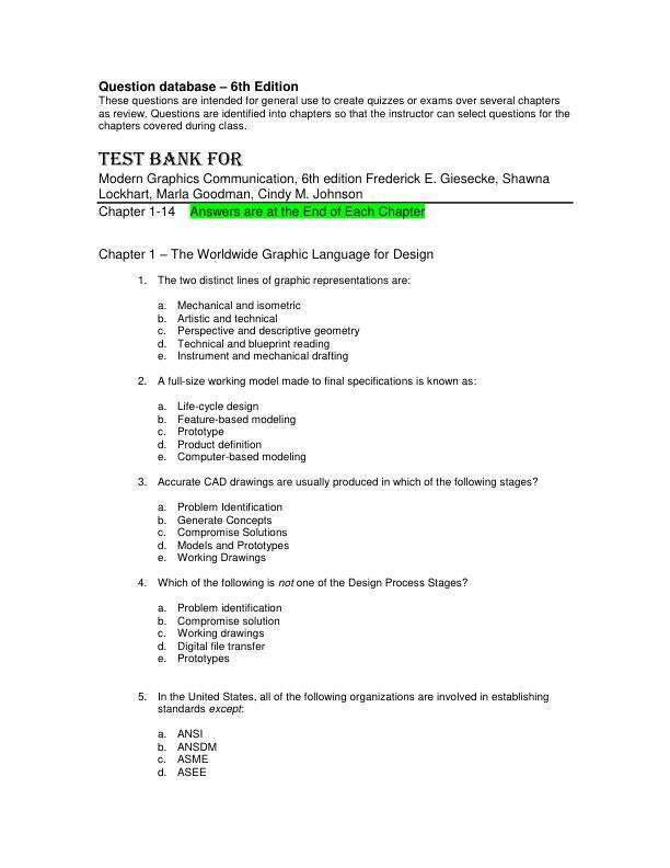 Test Bank for Modern Graphics Communication, 6th edition Frederick E. Giesecke, Shawna Lockhart, Marla Goodman, Cindy M. Johnson