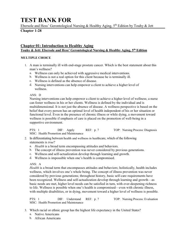 mobile-preview-Ebersole and Hess’ Gerontological Nursing & Healthy Aging 5th Edition Test Bank by Touhy & Jett Chapters 1–28 (Complete Full Coverage) Questions & Answers A+ Exam Prep Guide