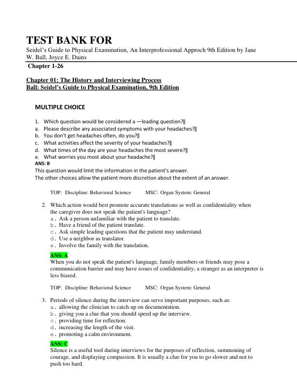 mobile-preview-Test Bank for Seidel’s Guide to Physical Examination An Interprofessional Approach, 9th Edition by Jane W. Ball & Joyce E. Dains | Complete Chapters 1-26 | Exam Questions & Answers