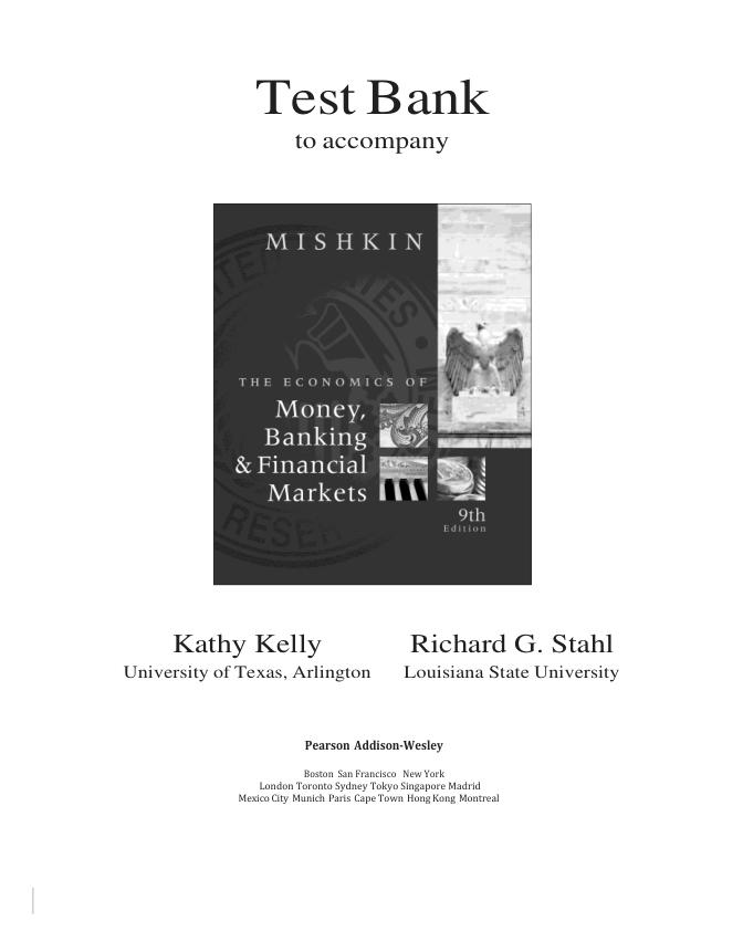 mobile-preview-Test Bank For The Economics of Money, Banking, and Financial Markets, 9th Edition by Mishkin | (Complete Guide Verified100%)