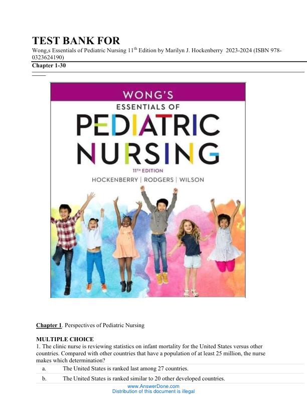 mobile-preview-Test Bank For Wong,s Essentials of Pediatric Nursing 11th Edition by Marilyn J. Hockenberry 2023-2024 (ISBN 978-0323624190) | Chapter 1-30 Complete100% Guide A+