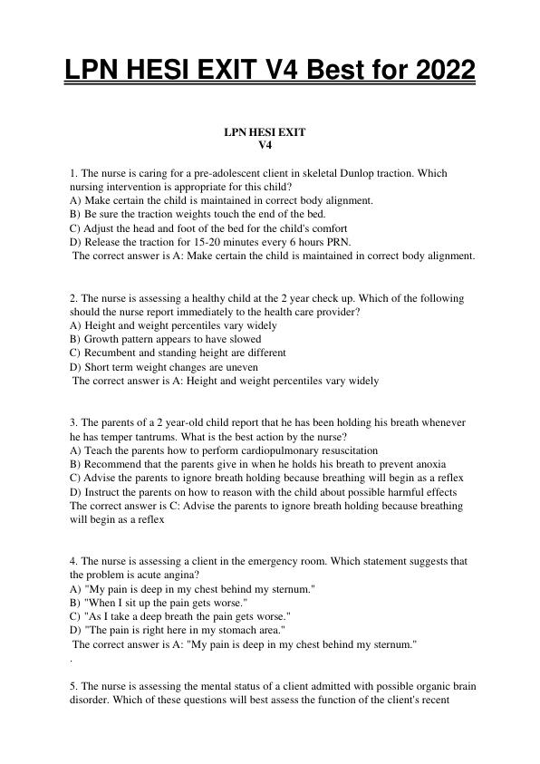 LPN HESI EXIT V4 Best for 2022 | (Complete 100%A+ Guide)