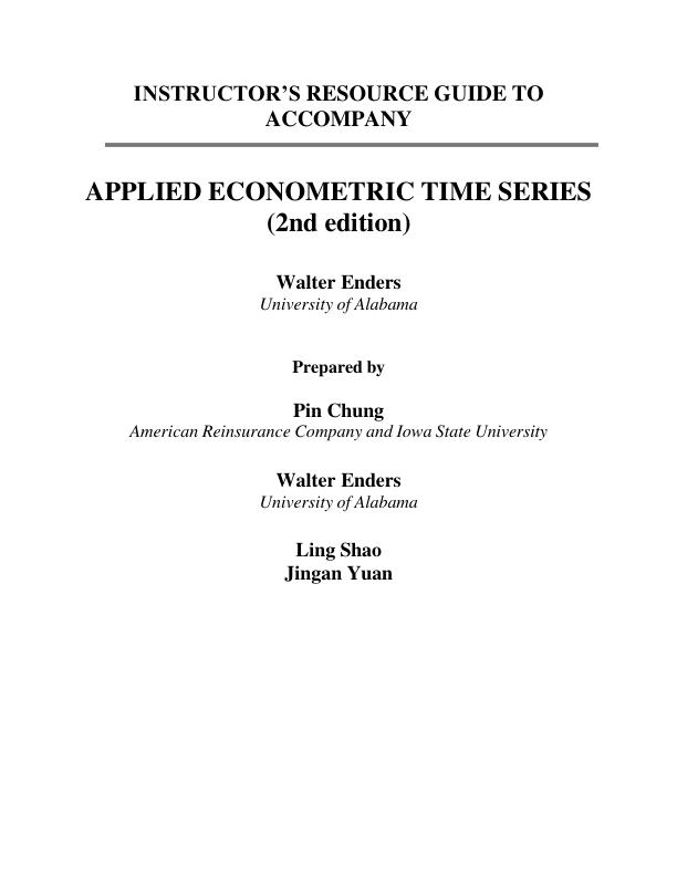 mobile-preview-Solution Manual For Applied Econometric Time Series 2nd Edition by Walter Enders Pin Chung Chapter 1-7 (Complete 100%A+ Guide)