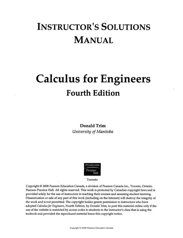 Solution Manual For Calculus for Engineers 4th Edition by Donald Trim Chapter 1-15