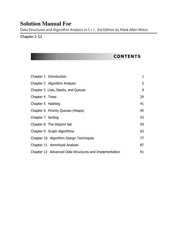 mobile-preview-Solution Manual For Data Structures and Algorithm Analysis in C++3rd Edition by Mark Allen Weiss | Chapter 1-12 (Complete 100%A+ Guide)