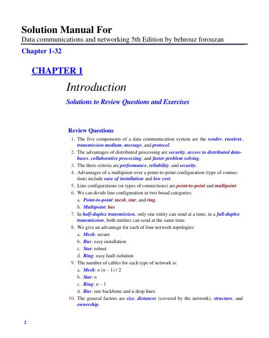 mobile-preview-Solution Manual For Data communications and networking 5th Edition by behrouz forouzan | Chapter 1-32 (Complete 100%A+ Guide)