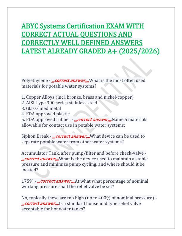 mobile-preview-ABYC Systems Certification EXAM WITH CORRECT ACTUAL QUESTIONS AND CORRECTLY WELL DEFINED ANSWERS LATEST ALREADY GRADED A