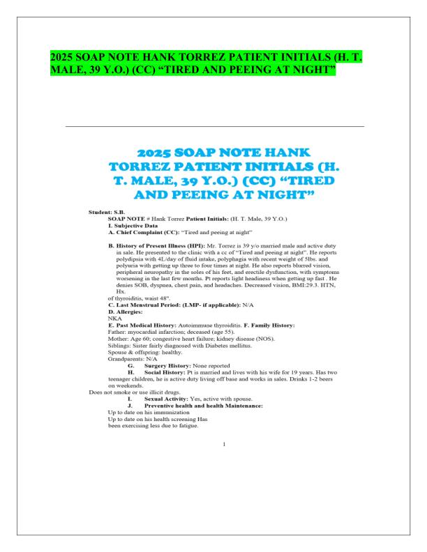 2025 SOAP NOTE HANK TORREZ PATIENT INITIALS