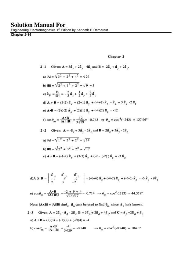 Solution Manual For Engineering Electromagnetics 1st Edition by Kenneth R Demarest | Chapter 2-14