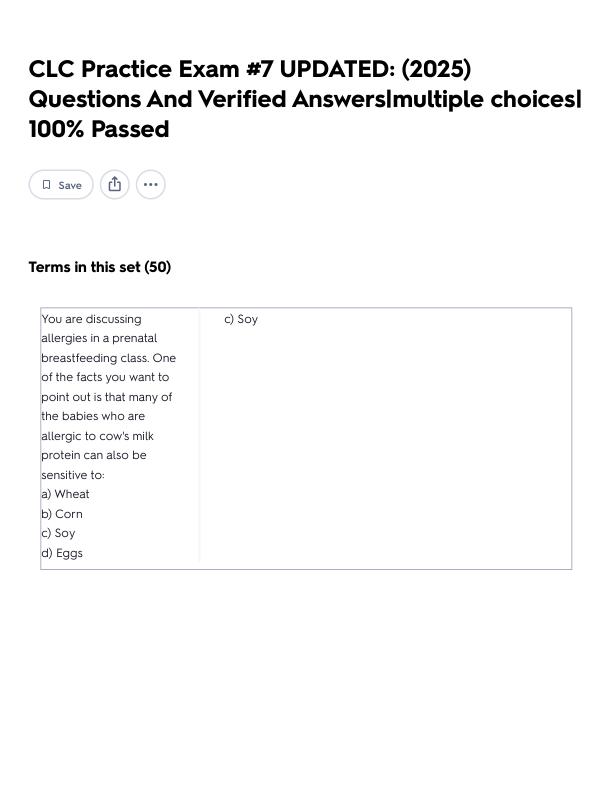 CLC Practice Exam #7 UPDATED_ (2025) Questions And Verified Answers_multiple choices_ 100% Passed Flashcards _ Quizlet
