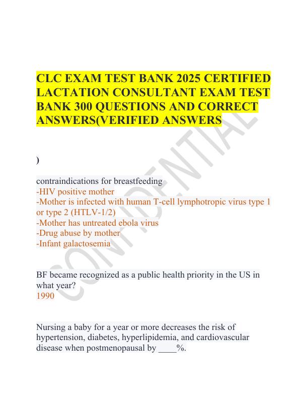 mobile-preview-CLC EXAM TEST BANK 2025 CERTIFIED LACTATION CONSULTANT EXAM TEST BANK 300 QUESTIONS AND CORRECT ANSWERS