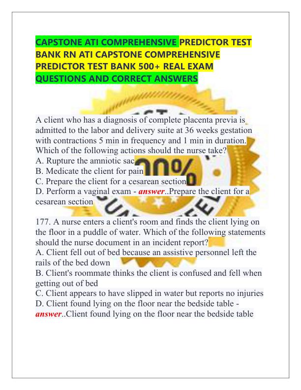 mobile-preview-CAPSTONE ATI COMPREHENSIVE PREDICTOR TEST BANK RN ATI CAPSTONE COMPREHENSIVE PREDICTOR TEST BANK 500