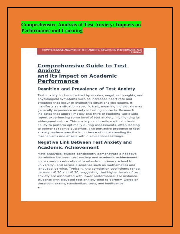 Comprehensive Analysis of Test Anxiety