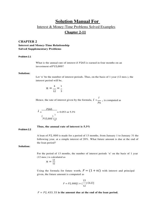mobile-preview-Solution Manual For Interest & Money-Time Problems Solved Examples | Chapter 2-11 (Complete 100% A+Guide)