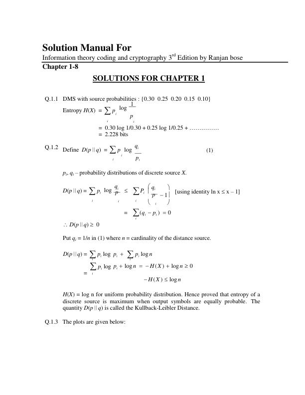 mobile-preview-Solution Manual For Information theory coding and cryptography 3rd Edition by Ranjan bose | (Complete 100% A+ Guide)