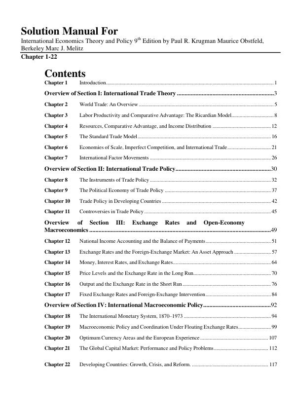 Solution Manual For International Economics Theory and Policy 9th Edition by Paul R. Krugman Maurice Obstfeld, Berkeley Marc J. Melitz | Chapter 1-22