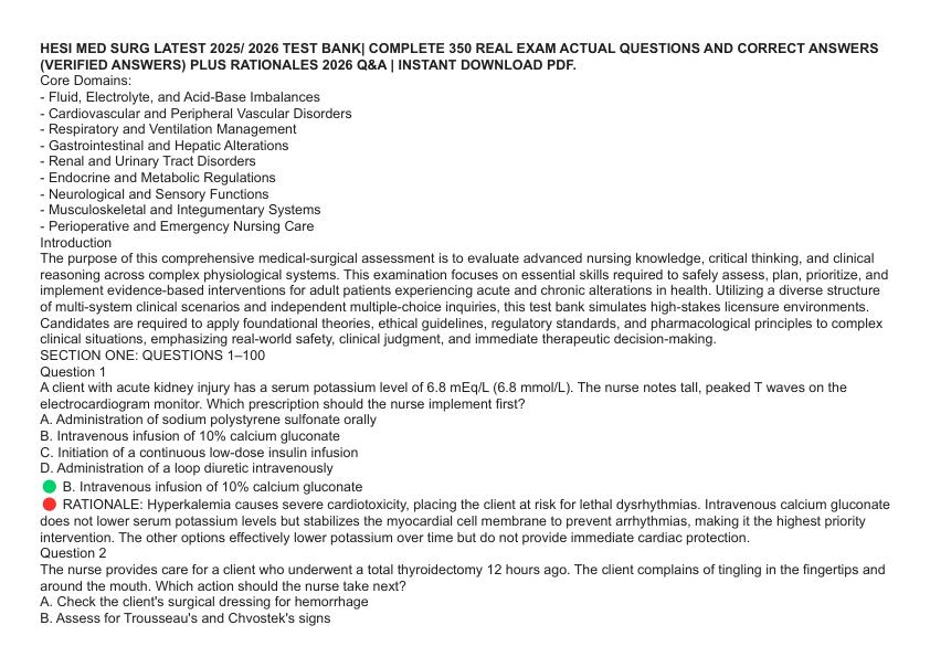 mobile-preview-HESI MED SURG LATEST 2025 2026 TEST BANK COMPLETE 350 REAL EXAM ACTUAL QUESTIONS AND CORRECT ANSWERS