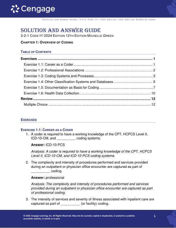 Solution Manual For 3-2-1 Code It! 2024 Edition 12th Edition by Michelle Green Chapter 1-20