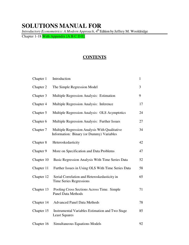 mobile-preview-Solution Manual For Introductory Econometrics A Modern Approach, 4th Edition by Jeffrey M. Wooldridge | Chapter 1-18 With Appendix [A B C D E]