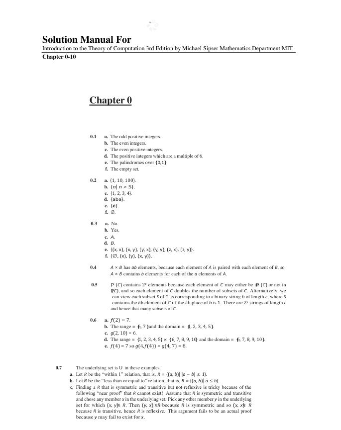 mobile-preview-Solution Manual For Introduction to the Theory of Computation 3rd Edition by Michael Sipser Mathematics Department MIT Chapter 0-10