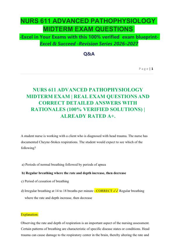 mobile-preview-_ NURS 611 ADVANCED PATHOPHYSIOLOGY MIDTERM EXAM QUESTIONS   -Excel in Your Exams with this 100% verified  exam blueprint- Excel & Succeed -Revision Series 2026–2027  