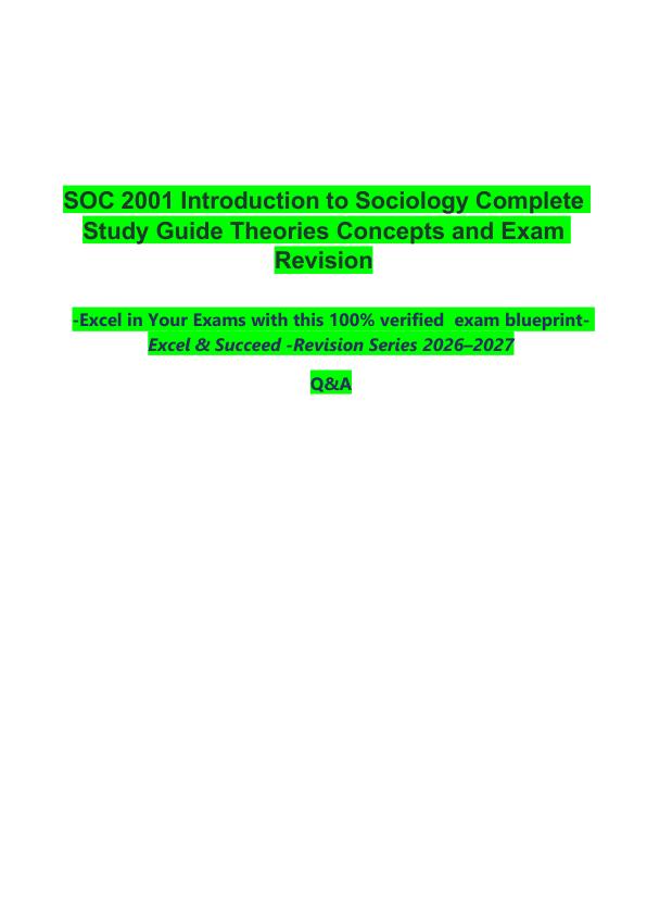 mobile-preview-SOC 2001 Introduction to Sociology Complete Study Guide Theories Concepts and Exam Revision    -Excel in Your Exams with this 100% verified  exam blueprint- Excel & Succeed -Revision Series 2026–2027  