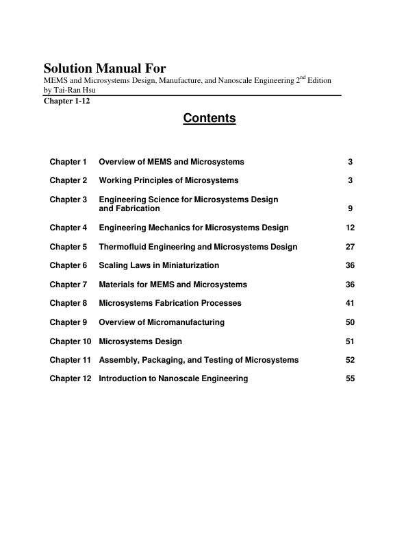 mobile-preview-Solution Manual For MEMS and Microsystems Design, Manufacture, and Nanoscale Engineering 2nd Edition by Tai-Ran Hsu | Chapter 1-12 With Complete Solution Guide A+